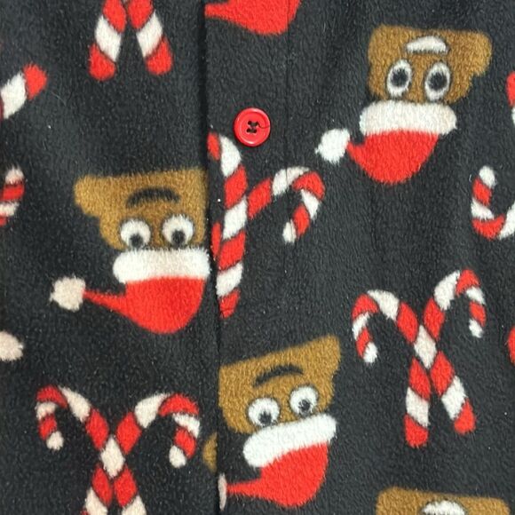 Christmas Holiday Black Red Pjs Fleece Pajama Pants Candy Canes Poop Emoji - Picture 4 of 7
